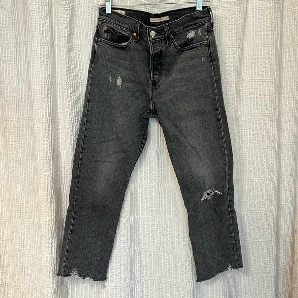 Levi wedgie straight black jeans